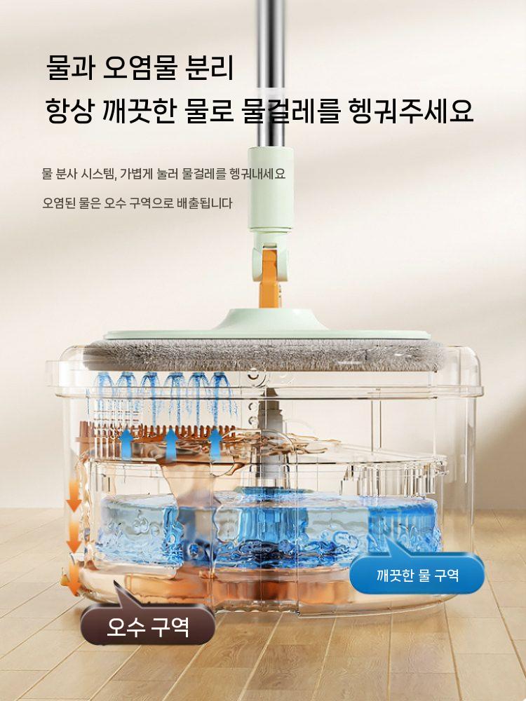 물걸레 밀대청소기 청소포 탈수통 개수대 학교 바닥 그린 걸레 2장 - 상세 이미지 4