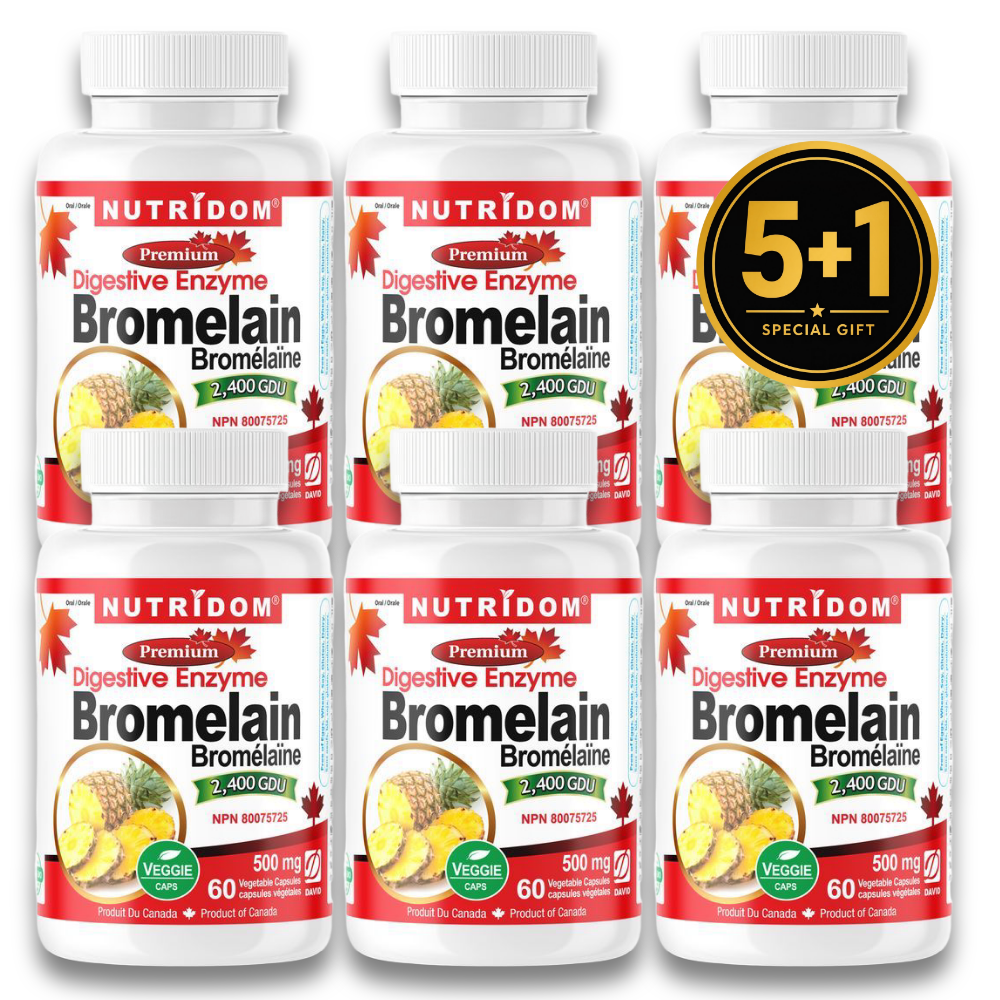 뉴트리돔 브로멜라인 2400GDU 500mg 브로멜라닌 파파인효소 60정, 6개 - 상품 이미지