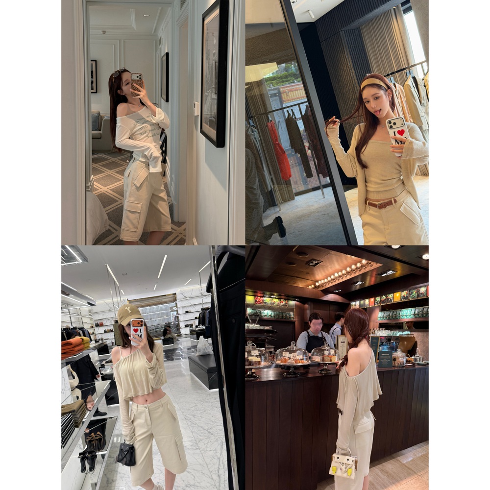 여성 와이드 카고 버뮤다 팬츠 8부 5부 바지 2style - 상세 이미지 3