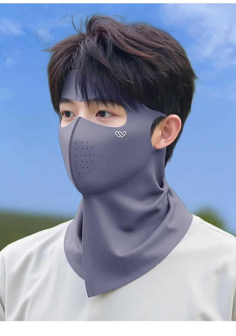 남성용 전체 얼굴 자외선 차단 아이스 실크 마스크 넥 커버 통풍 3 D 풀페이스 넥프로텍션 다크나이트블랙 단품 아이스쿨링 - 상세 이미지 3