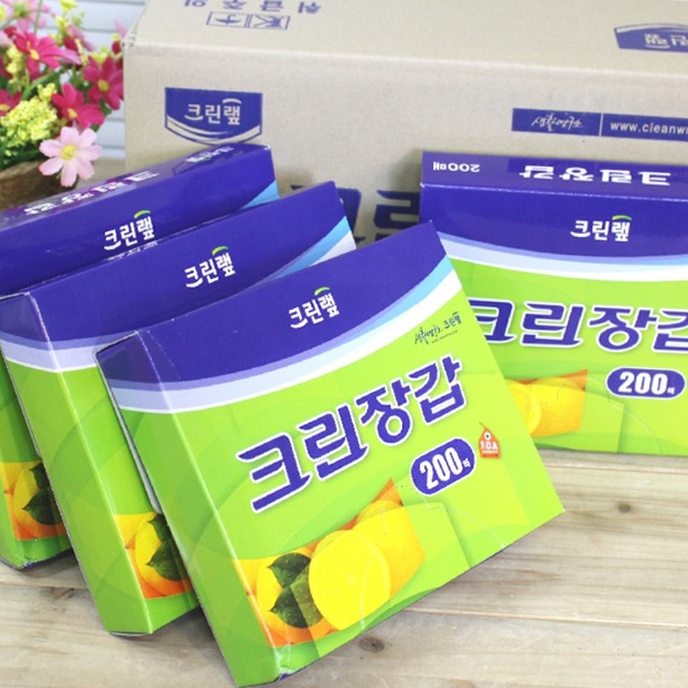 무환경호르몬음식물조리크린장갑 FDA적합청소용위생장갑 안전한재질오염물취급 200매 20개입 - 상품 이미지