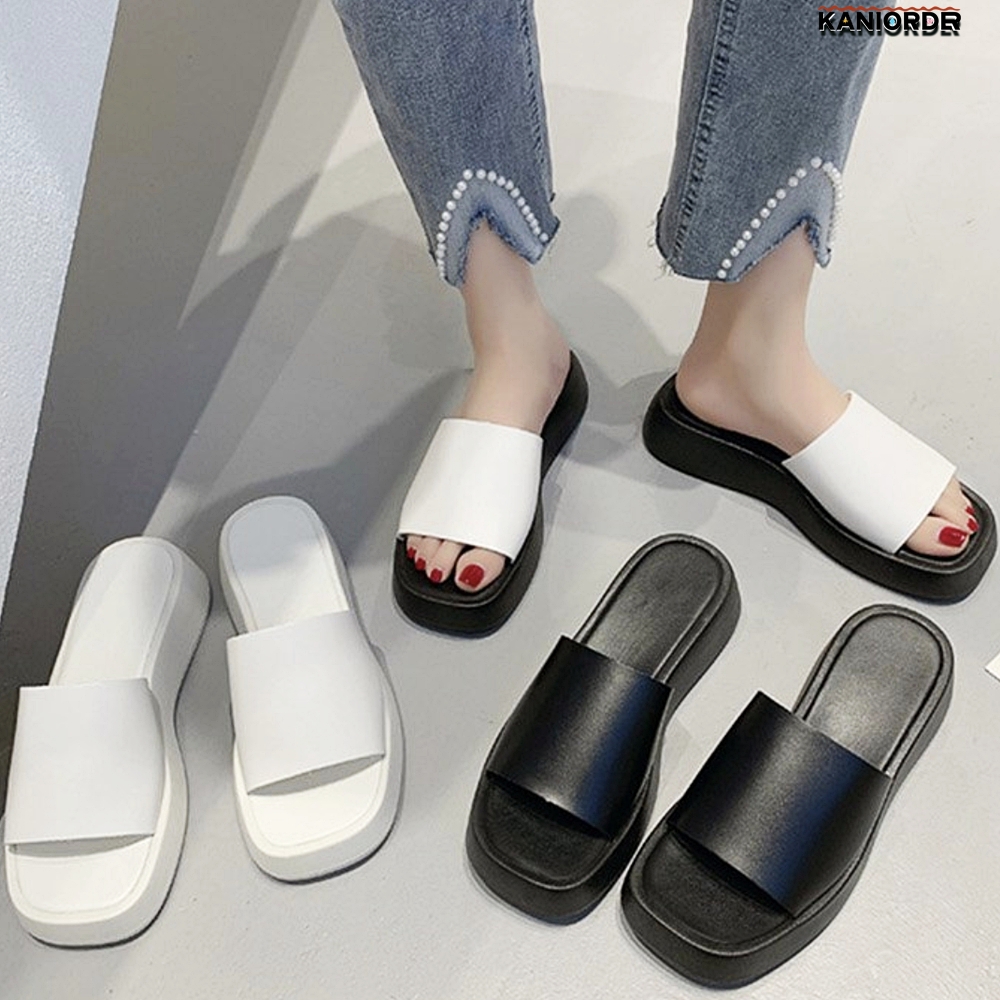 굽높이 슬리퍼 회사 심플 실내화 오피스 굽있는 쿠션 신발 여성 - 상품 이미지