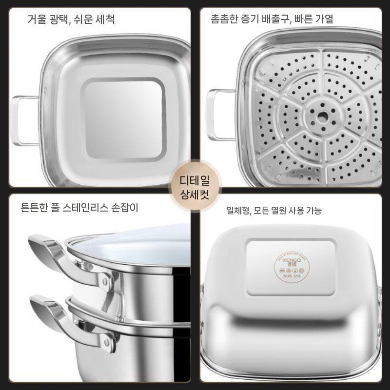 스테인리스 찜기 찜솥 요리 스테인레스 스텐 가정용 냄비 2단 이미지 6