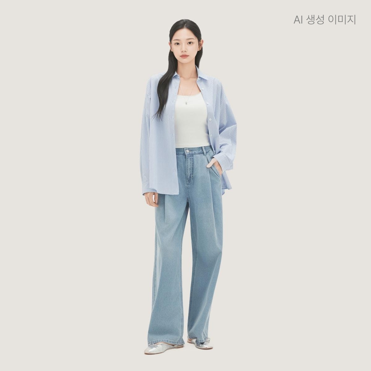 [N배송] 로엠 RE 오버핏 스트라이프 셔츠(RMYWG24RT1) RMYWG25RT1 이미지 6