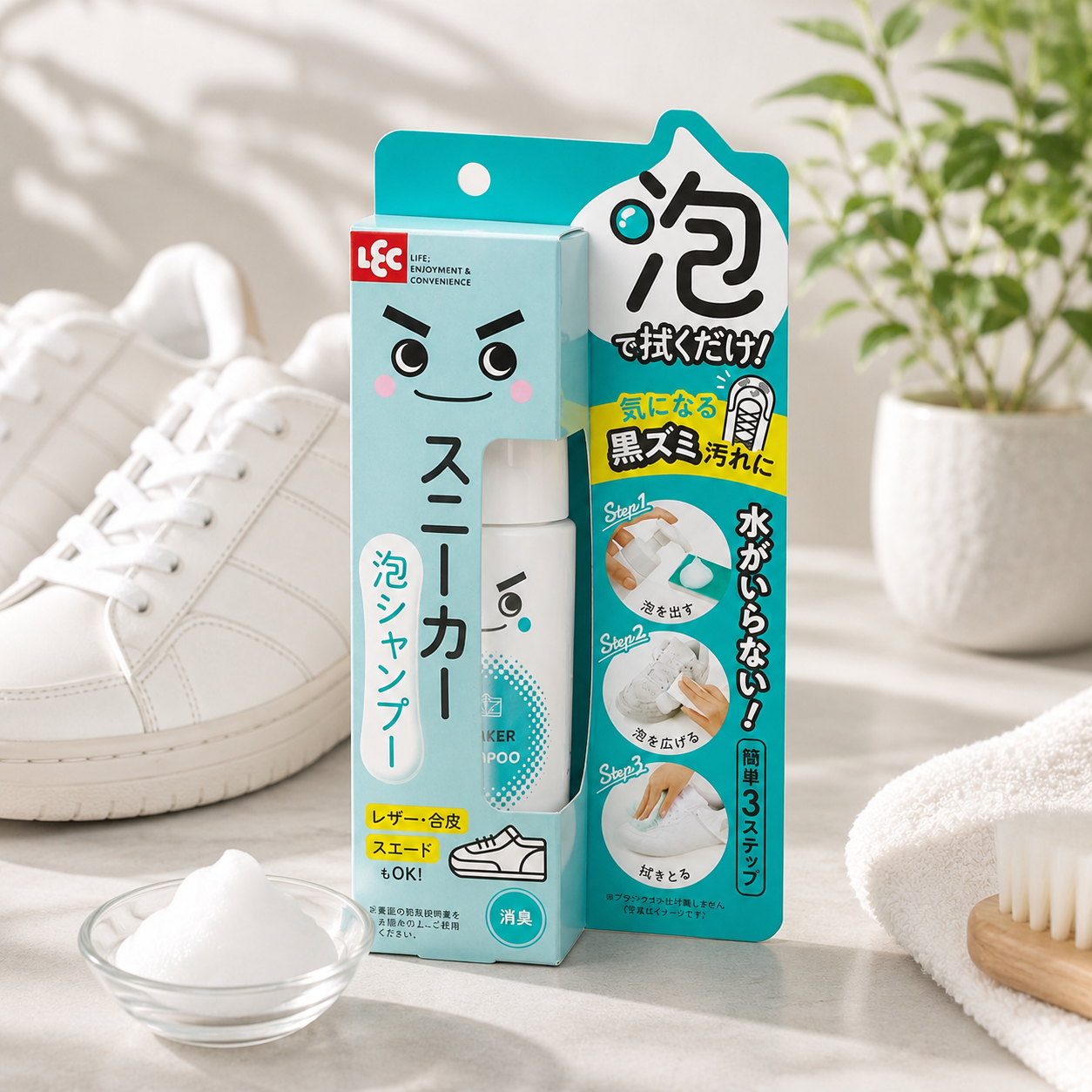 일본 LEC 게키오치군 신발 샴푸 거품 클리너 150ml - 상품 이미지