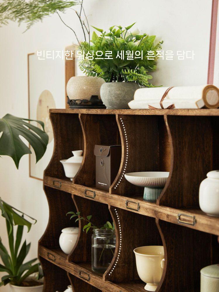 컵보드 원목찬장 다기장 찻장 인테리어 컵 우드 보드 9칸 - 상세 이미지 5