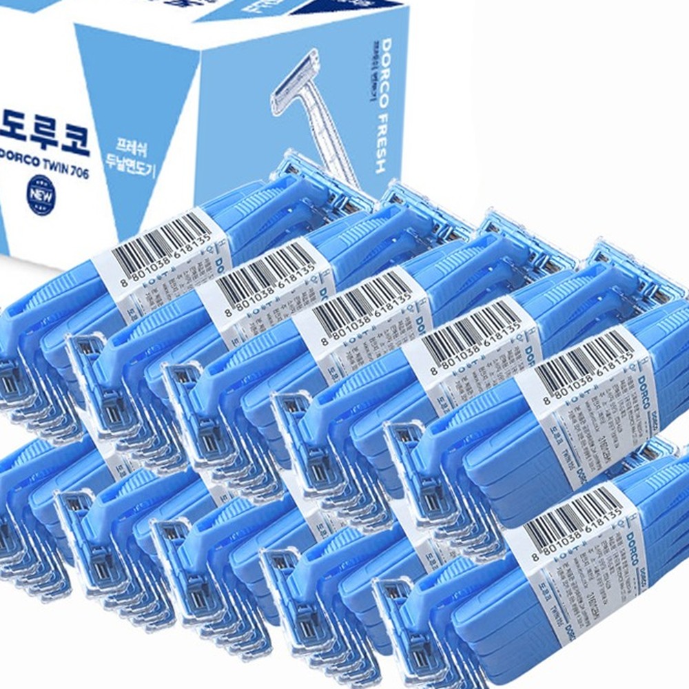 휴대간편윤활밴드날면도기 피부자극저감여행용 도루코프레쉬피부보호두날면도기 10x10 2중날면도기 - 상품 이미지