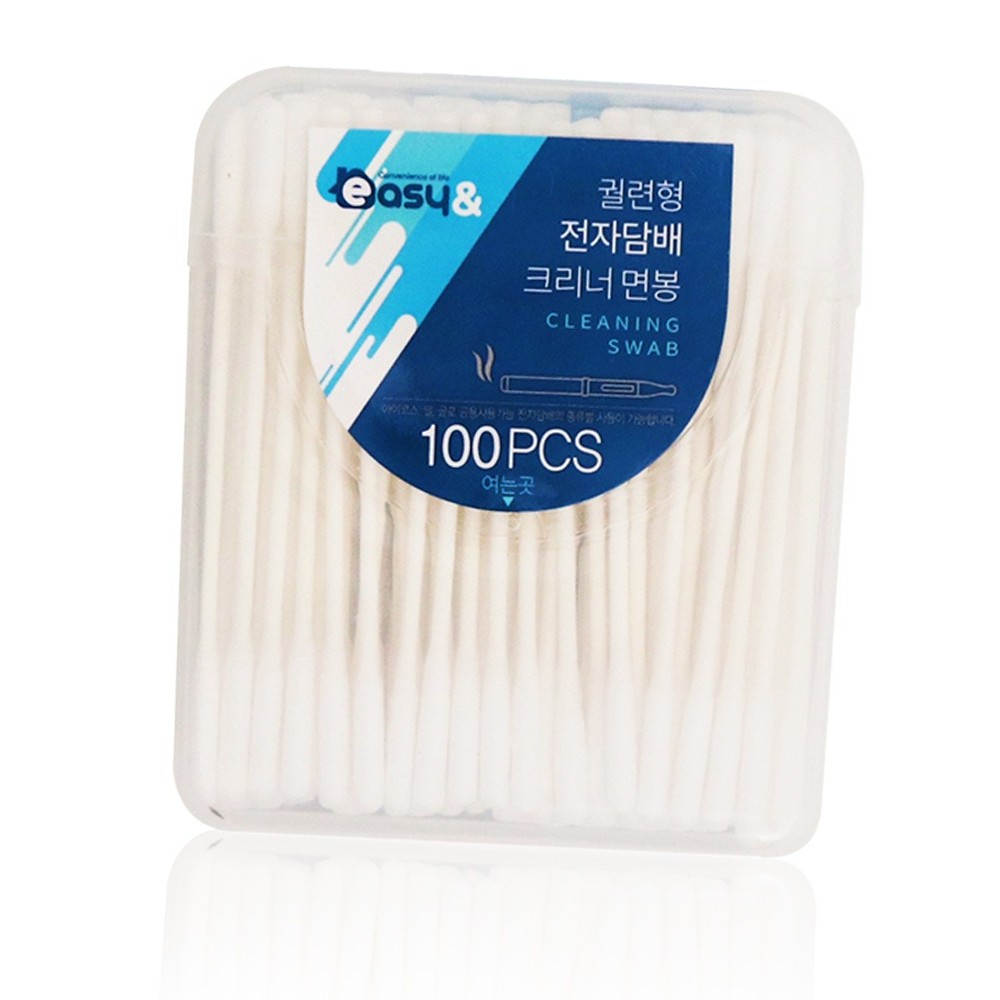 부드러운면기기관리 코튼스왑전자담배청소전자담배면봉 간편휴대히팅챔버청소궐련형면봉 100개입 - 상품 이미지