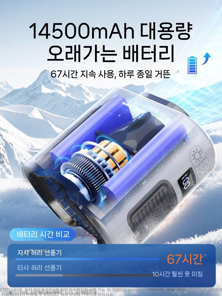 허리 선풍기 휴대용 현장용 허리클립 바디팬 충전 무선 그레이 - 상세 이미지 4