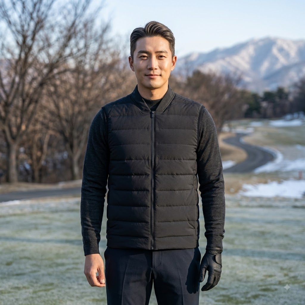 볼빅 남성 겨울 골프웨어 스마트에어제로 구스다운 골프 패딩조끼 - 상품 이미지