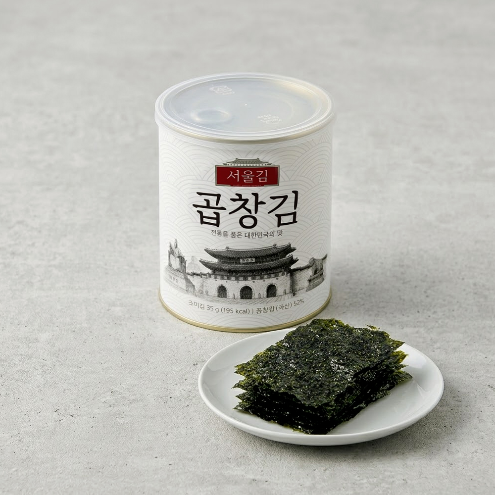 서울김 명품 곱창캔김 선물세트 / 대천 두번구운 맛있는 조미돌김 중앙맛김 35g, 6개 - 상세 이미지 2