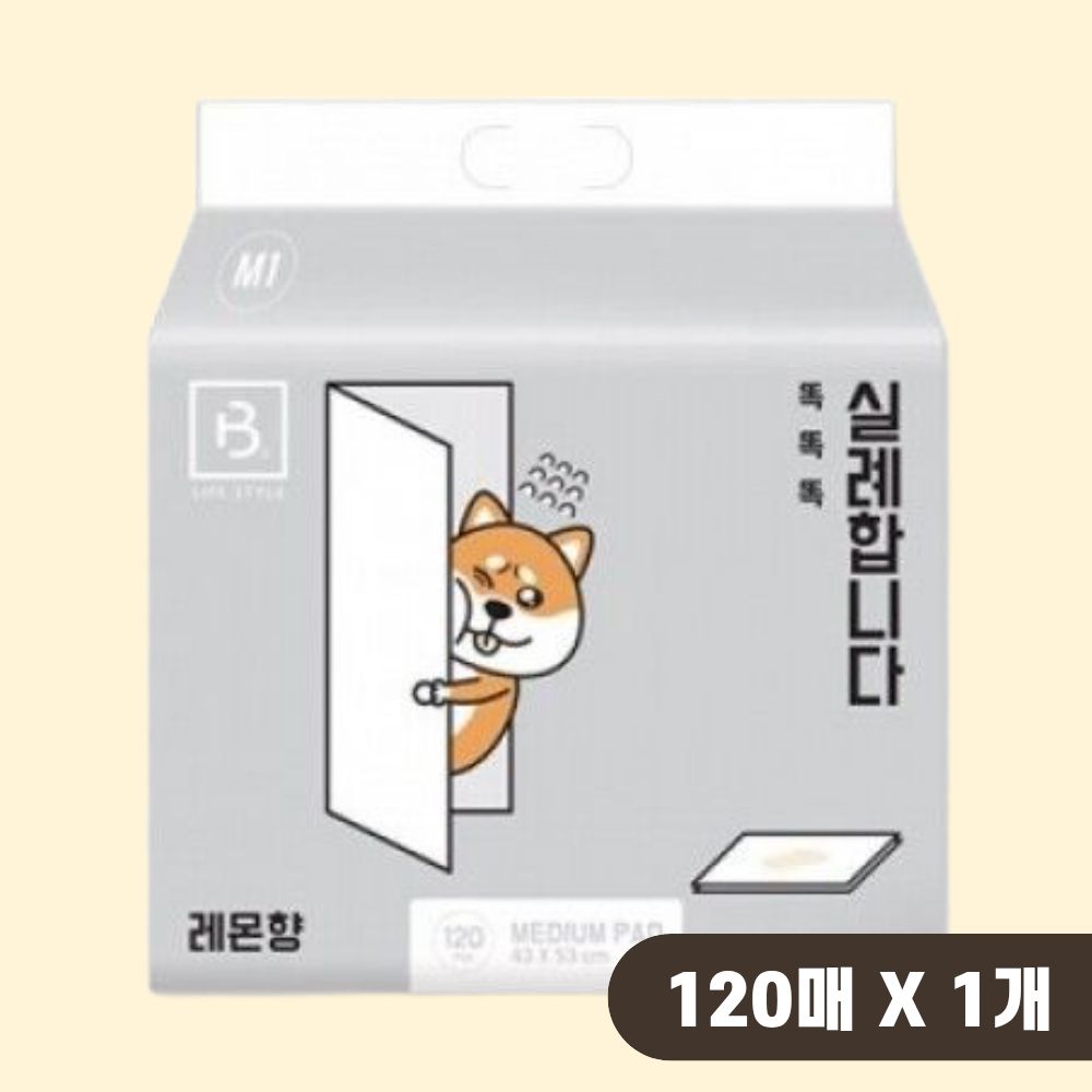 브리더랩 똑똑똑 강아지 배변패드 애견패드 중형 일회용 M1, 120매입, 1개 - 상품 이미지