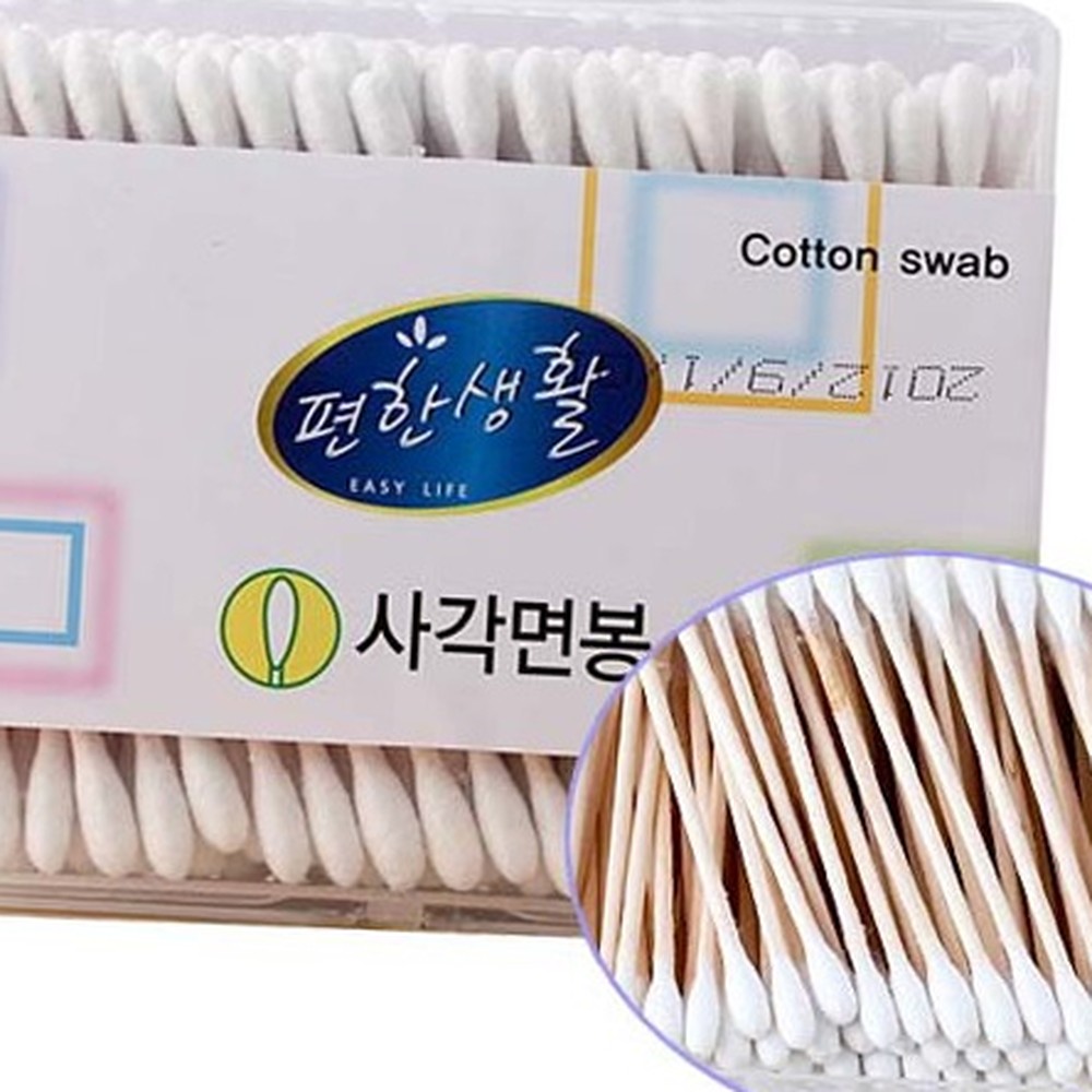 양면사용뷰티케어미용면봉 부드러운솜세안용사각면봉 자작나무귀청소 200P - 상품 이미지