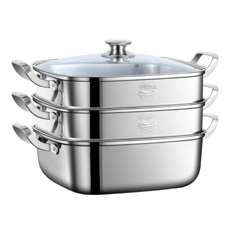 스테인리스 찜기 찜솥 요리 스테인레스 스텐 가정용 냄비 2단 이미지 7