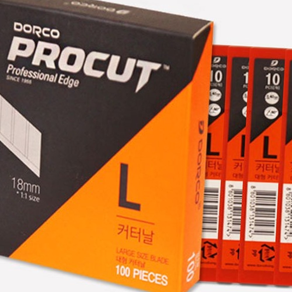 도루코칼날교체커터날 탄소공구강정밀재단교체날 베이직사무실용칼날리필 100x18mm 100개입 - 상품 이미지