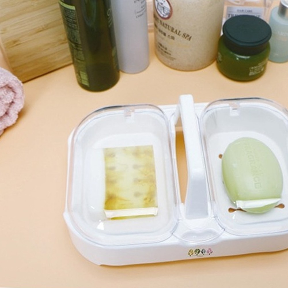 심플디자인청결유지 뚜껑형욕실수납비누대 손잡이형위생관리비누받침 - 상품 이미지