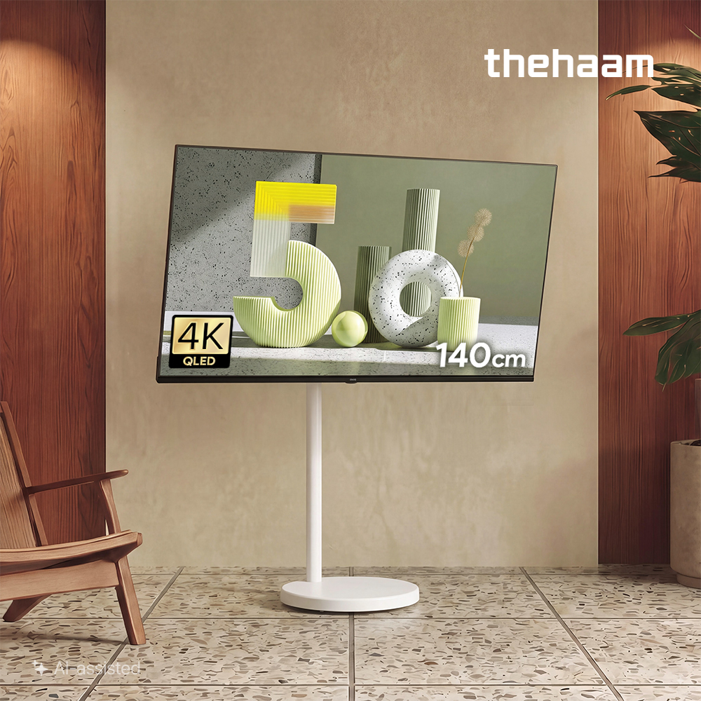 더함 스마트 구글 티비 140cm(55인치), QLED 120Hz, 이동식 스탠드