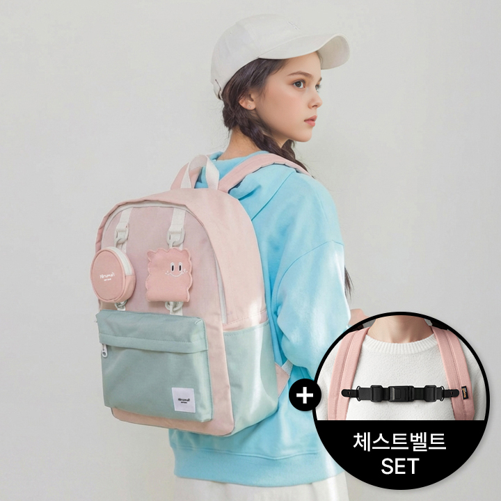히마와리 학생가방 책가방 데일리 백팩 No.0422+체스트벨트 SET