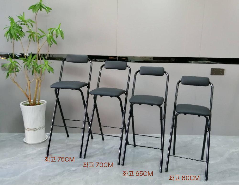 높은 접이식 의자 간이 체어 홈바 등받이 스툴 촬영 화이트 60CM - 상세 이미지 3