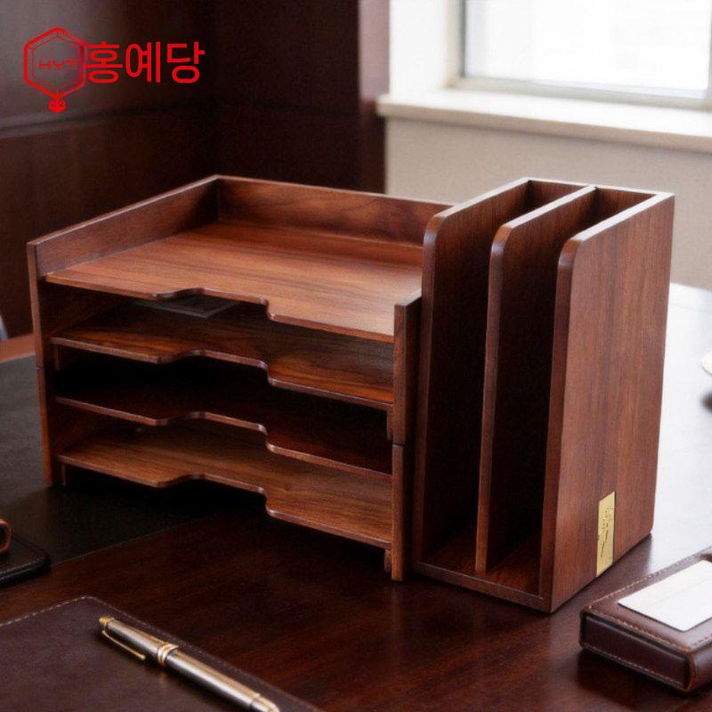 원목 서류 정리함 문서 수납함 종이 정리대 보관함 사무실 파일 꽂이 - 상세 이미지 3