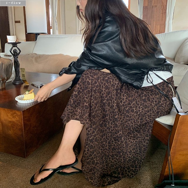 힙스 호피 레오파드 쉬폰 맥시 롱 스커트 (브라운) M, L 가을 봄 A라인 제이플로우 이미지 8