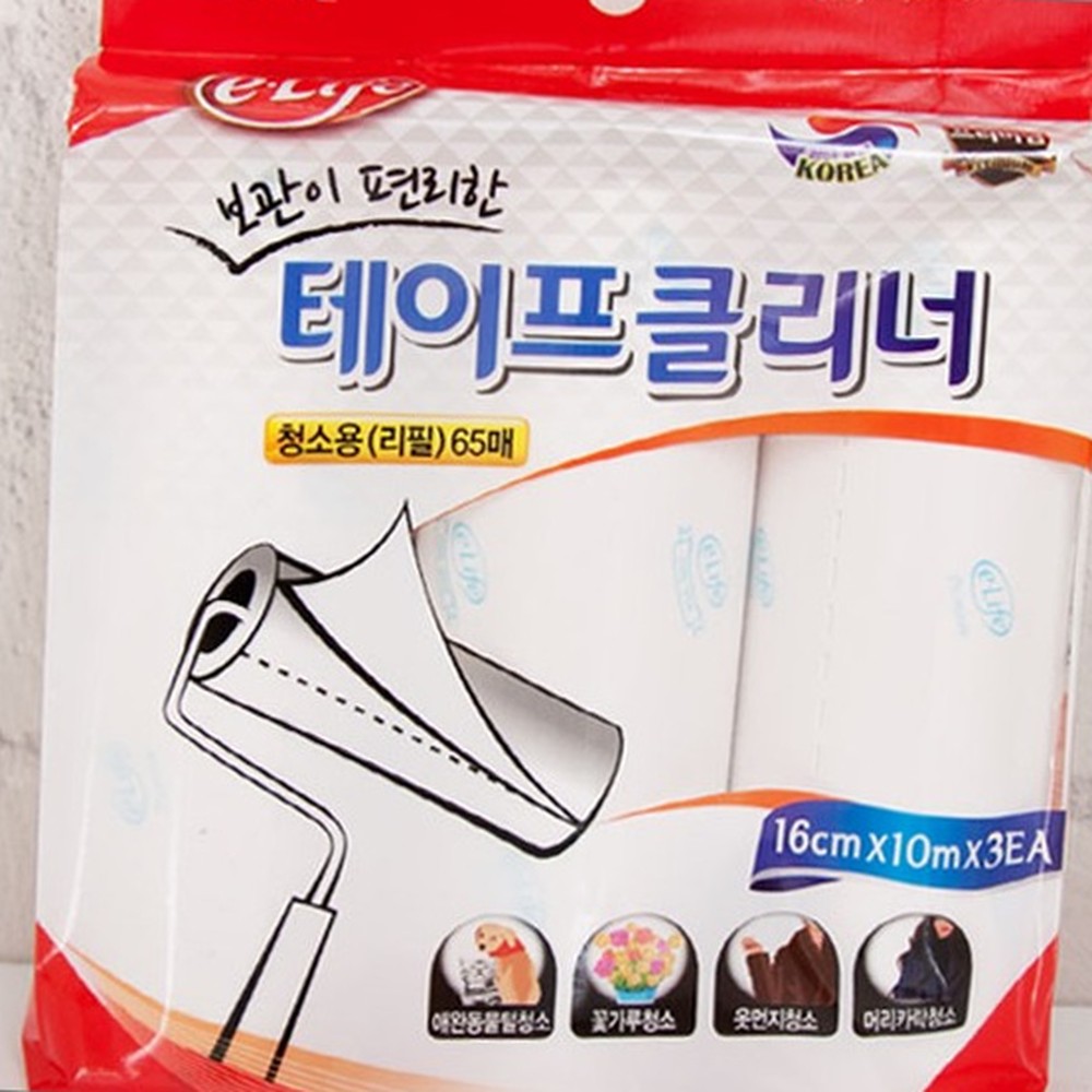 애완털제거바닥청소먼지제거롤러 차량청소롤크리너 리필교체형의류관리테이프클리너 3P - 상품 이미지
