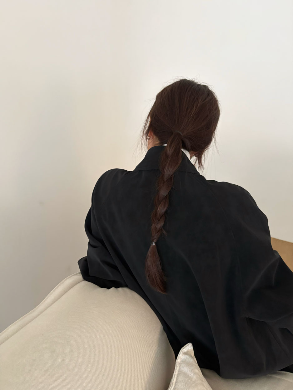 [블랙당일] 바스켓 배럴 하프 바바리 플레어핏 롱 스웨이드 벨벳 트렌치코트 (2c) 이미지 7