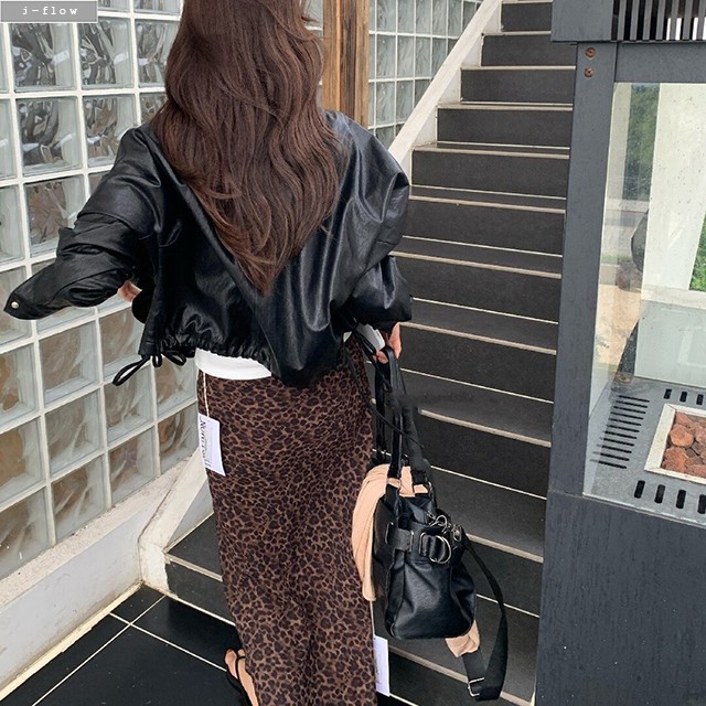 힙스 호피 레오파드 쉬폰 맥시 롱 스커트 (브라운) M, L 가을 봄 A라인 제이플로우 - 상세 이미지 5