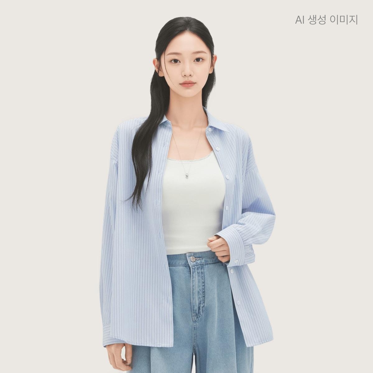 [N배송] 로엠 RE 오버핏 스트라이프 셔츠(RMYWG24RT1) RMYWG25RT1 - 상세 이미지 5