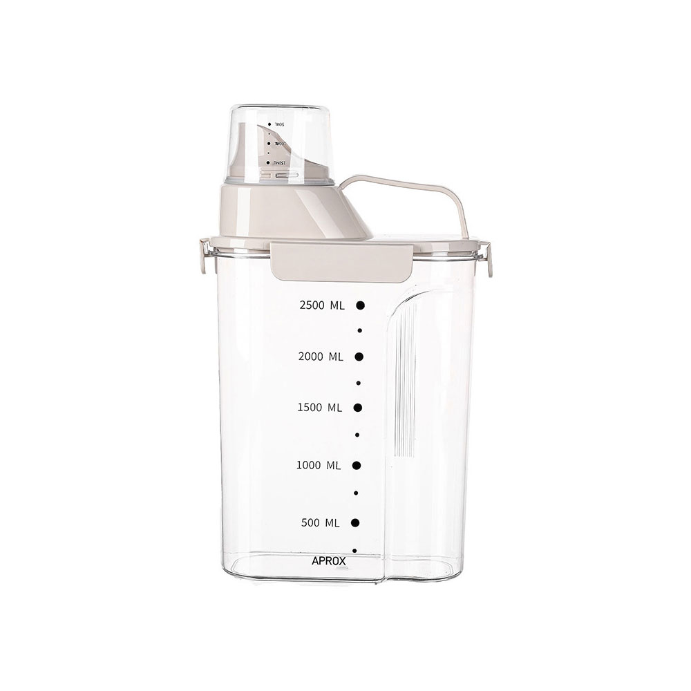 일상의결 계량컵 내장 밀폐용기 쌀통 잡곡 사료 보관 정리용기 2.5L, 1개 - 상세 이미지 2