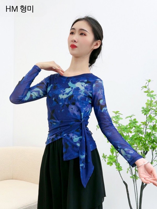 줌바 라인댄스 상의 방송 라틴댄스복 사교 댄스스포츠 밸리 살사 공연복 - 상세 이미지 5