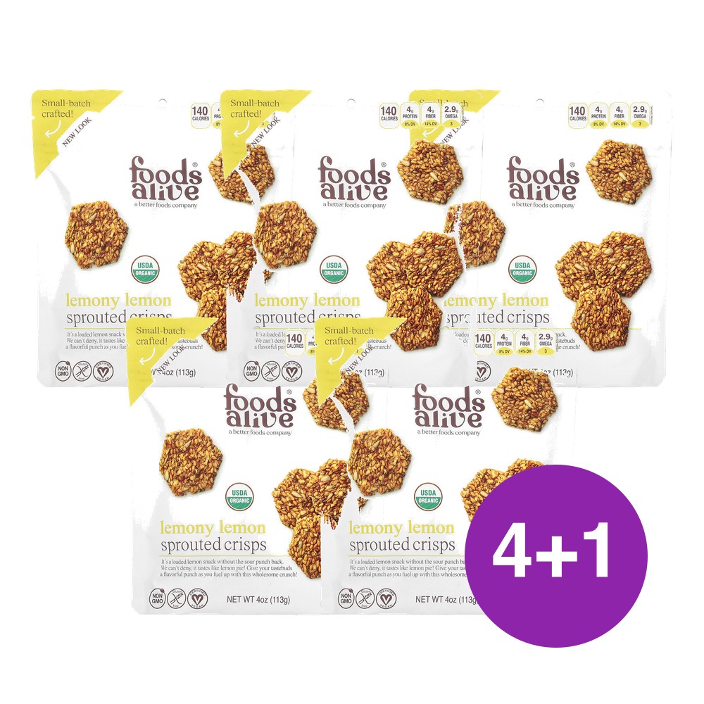 Foods Alive 발아 크리스프 레모니 레몬 113g, 5개 - 상품 이미지