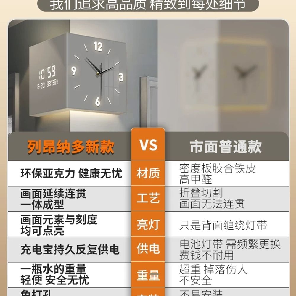 거실 모서리벽시계 달력 무선디지털벽시계 기본형 - 상세 이미지 4