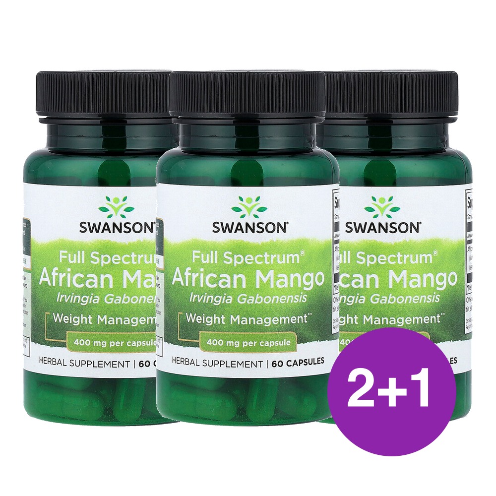 스완슨 Full Spectrum 아프리카 망고 400mg 60캡슐, 3개 - 상품 이미지
