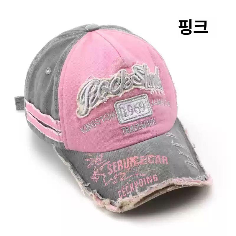 레트로 워싱 빈티지 레터링 오버사이즈 캡 남녀공용 블랙56-58 - 상세 이미지 2