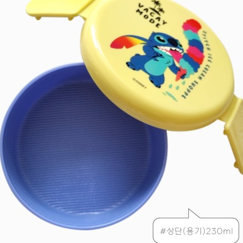디즈니 캐릭터 스티치 원형 2단 도시락 포크 포함 - 상세 이미지 4