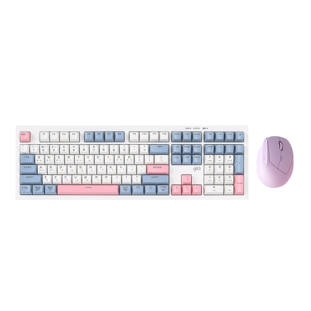 지클릭커 오피스프로 WMK600 사일런스 M RGB 무소음 무선 블루투스 108 키보드 마우스 세트 Pink RC1 - 상세 이미지 4