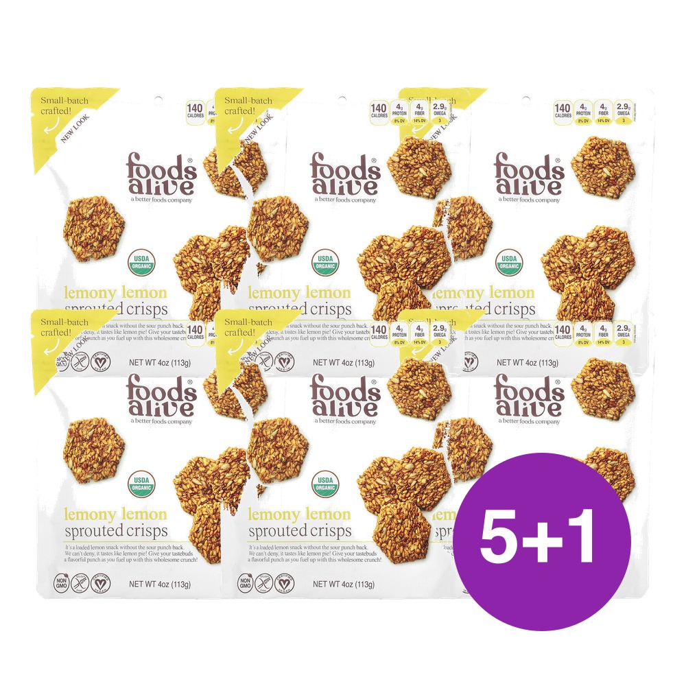 Foods Alive 발아 크리스프 레모니 레몬 113g, 6개 - 상품 이미지