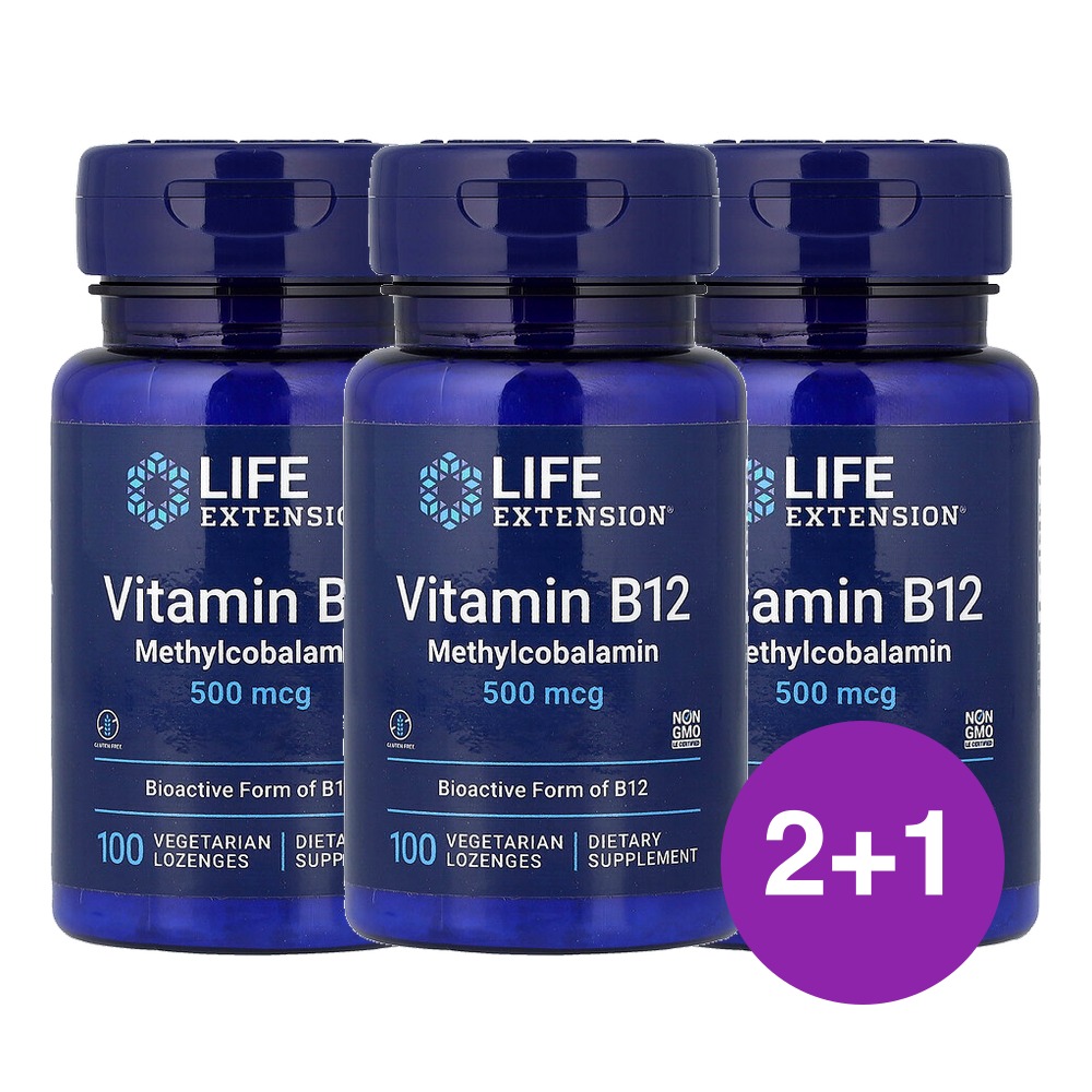 라이프익스텐션 비타민B12 메틸코발라민 500mcg 100정, 3개 - 상품 이미지