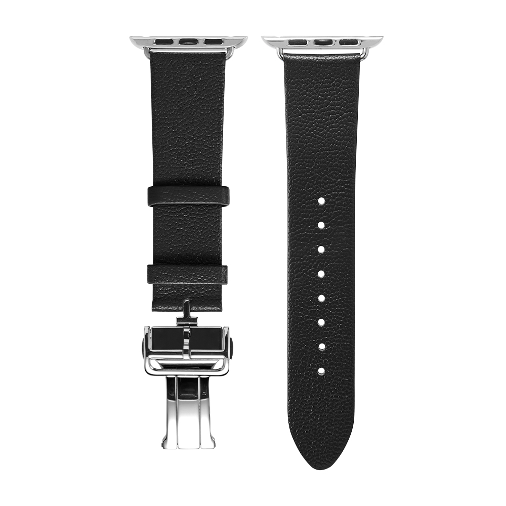 애플워치11 10 9 8 7 울트라 SE 3 2 가죽 스트랩 엔조 블랙, 애플워치, 44mm-45mm-46mm-49mm 호환 - 상세 이미지 5
