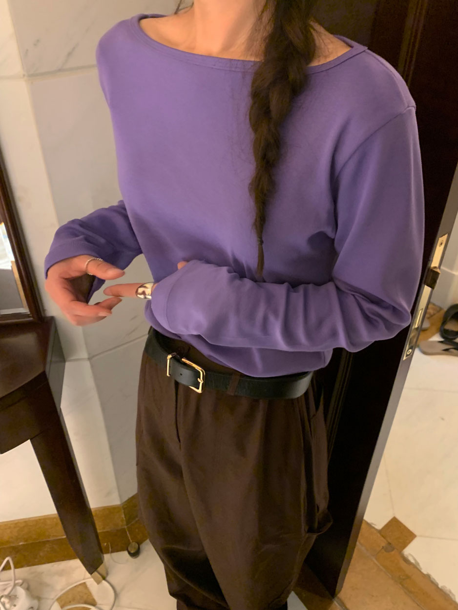 어토프 실켓 보트넥티 베이직 컬러 포인트 보트넥 긴팔티 (4c) 이미지 6