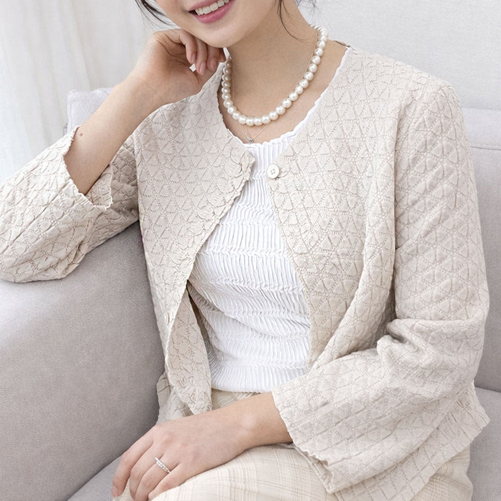 VC12 플리츠 입체주름 노카라 숏 가디건 - 상세 이미지 5
