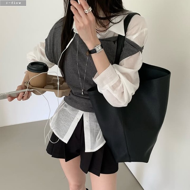 푸든 카라넥 옆버튼 라인 셔츠 2col 가을 봄 투웨이 시스루 하프 슬림핏 제이플로우 - 상세 이미지 4