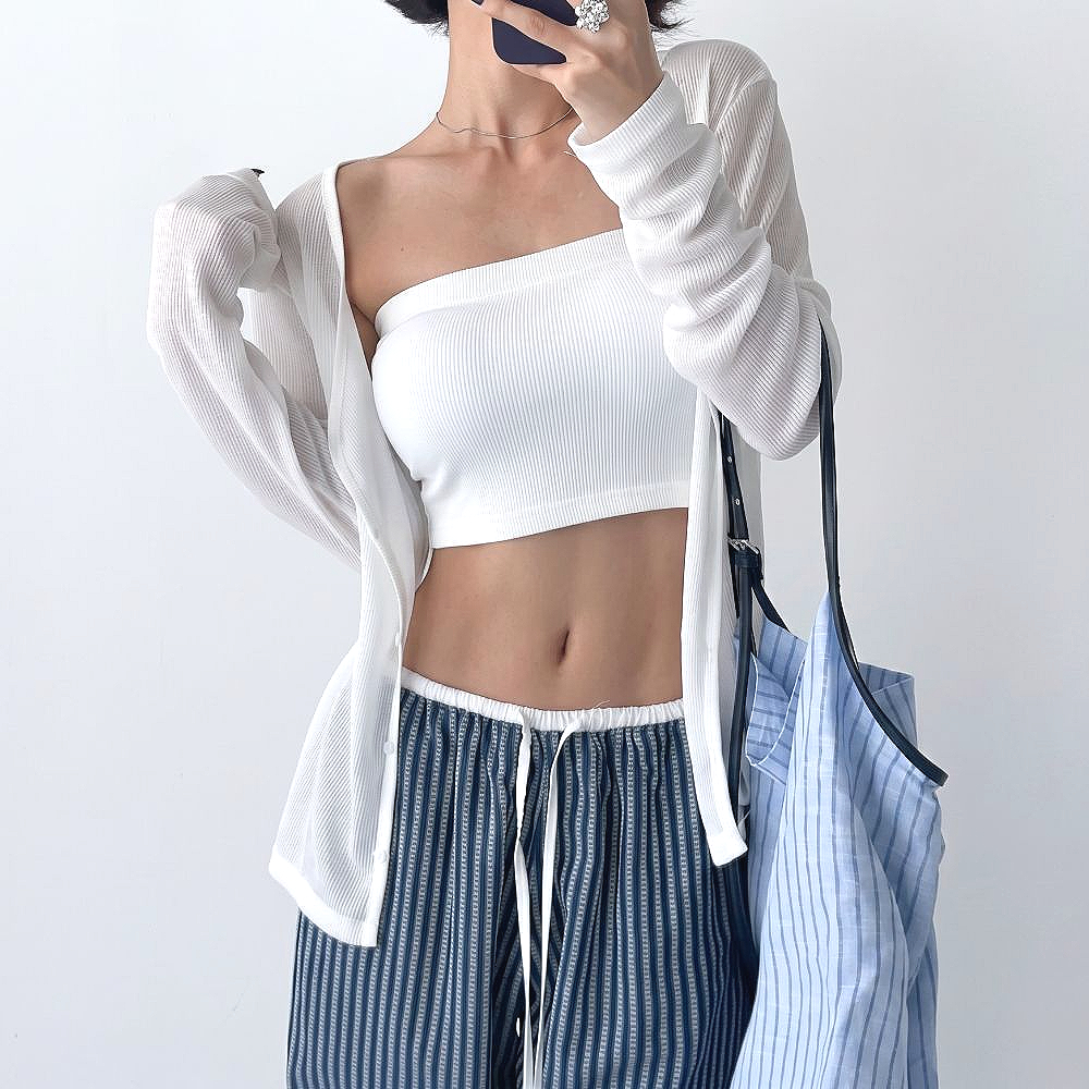 세온 골지가디건 여성 간절기 가을 긴팔 브이넥 버튼 슬림핏 레이어드 데일리 - 상품 이미지