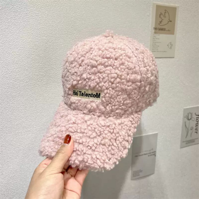 여성 겨울 레터링 양털 보온 커플 스타일 레이스 캡 블랙 55-59cm 조절 가능 - 상세 이미지 5