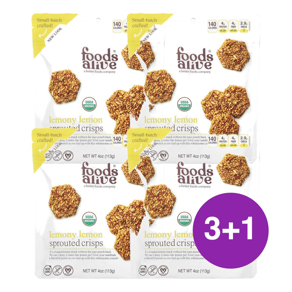 Foods Alive 발아 크리스프 레모니 레몬 113g, 4개 - 상품 이미지