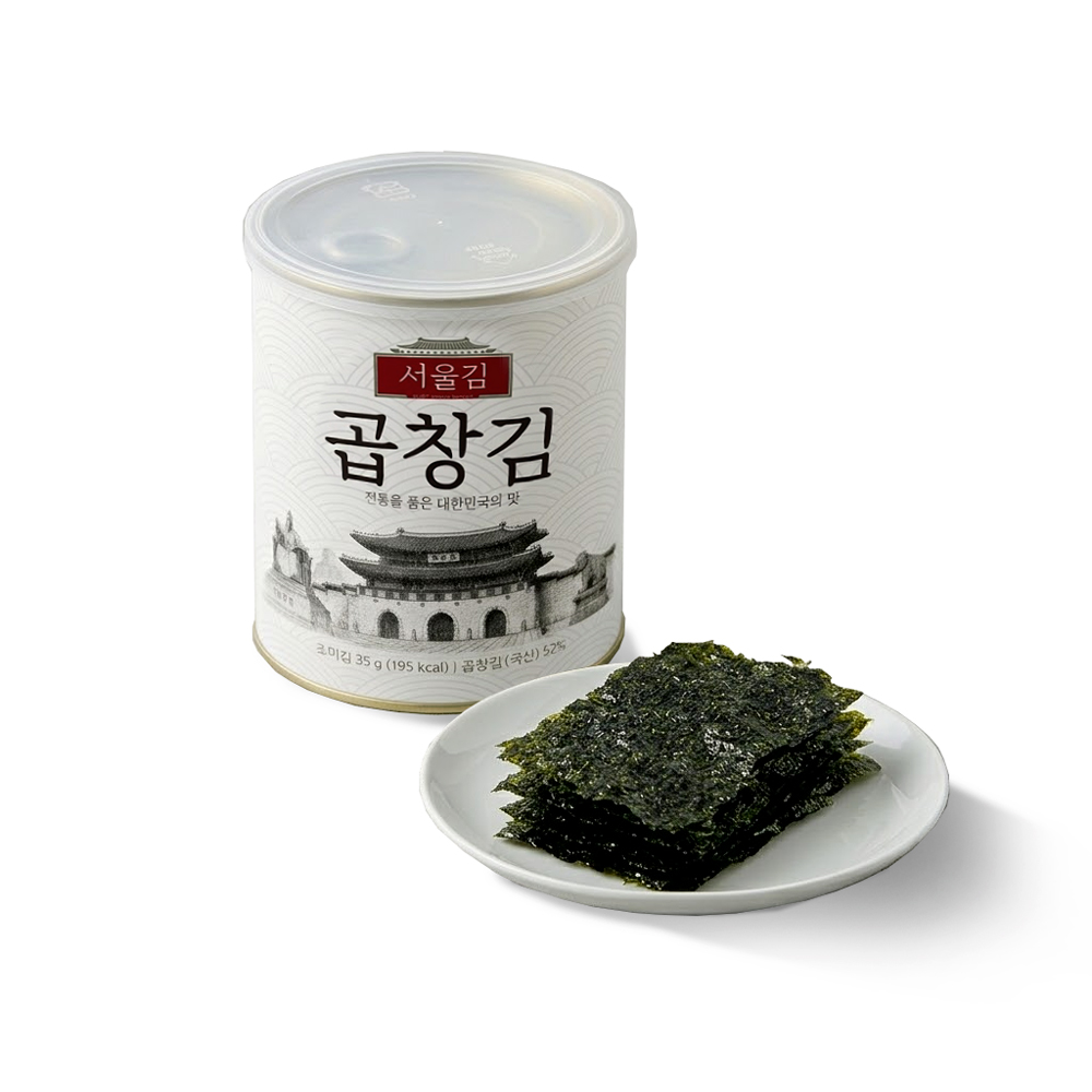 서울김 곱창캔김 35g x 1캔 벌크포장 / 보령 대천 두번구운 맛있는 조미돌김 중앙맛김 - 상세 이미지 2