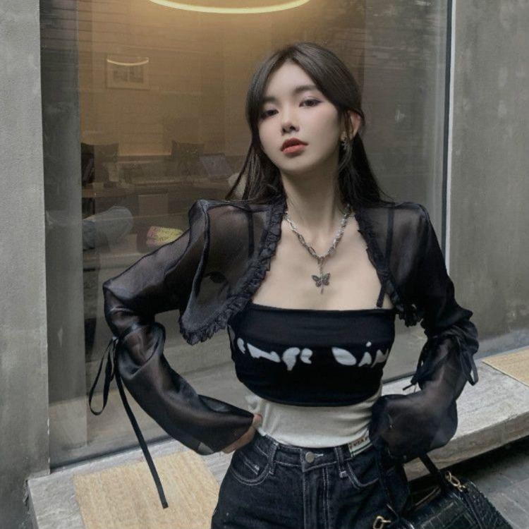 생활 개량한복 시스루 볼레로 저고리 고스룩 블라우스 - 상품 이미지