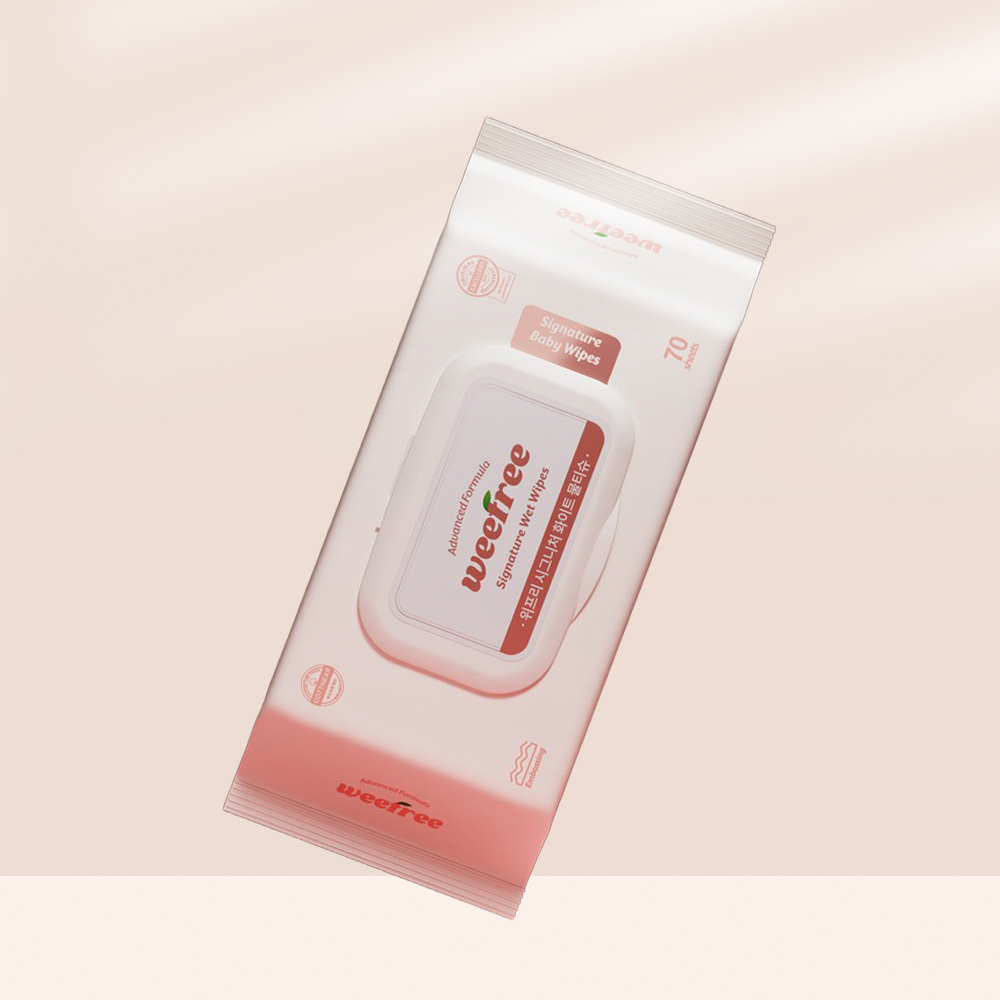 위프리 시그니처 화이트 프리미엄 아기물티슈 엠보싱 70매, 10개 - 상품 이미지
