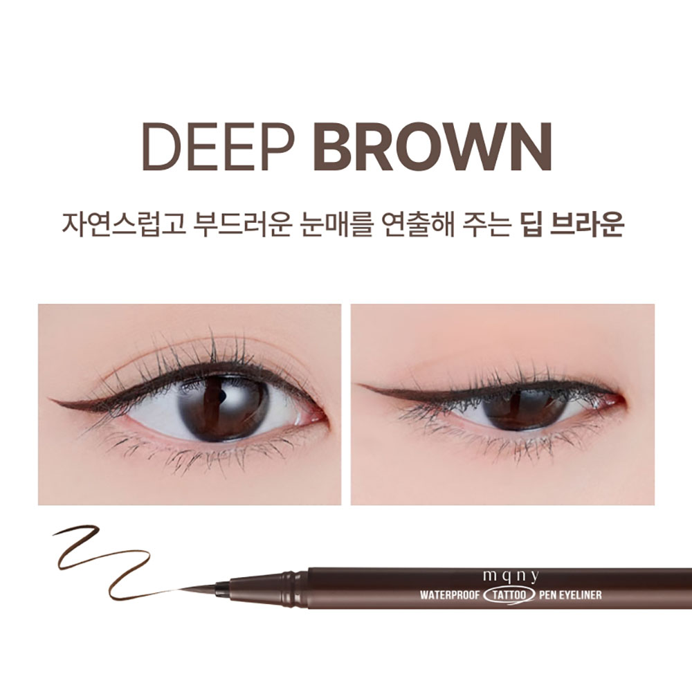 [1+1] mqny 워터프루프 타투 펜 아이라이너 0.5g 2종 /리퀴드 라이너 눈화장 점막아이라이너 붓펜 이미지 4
